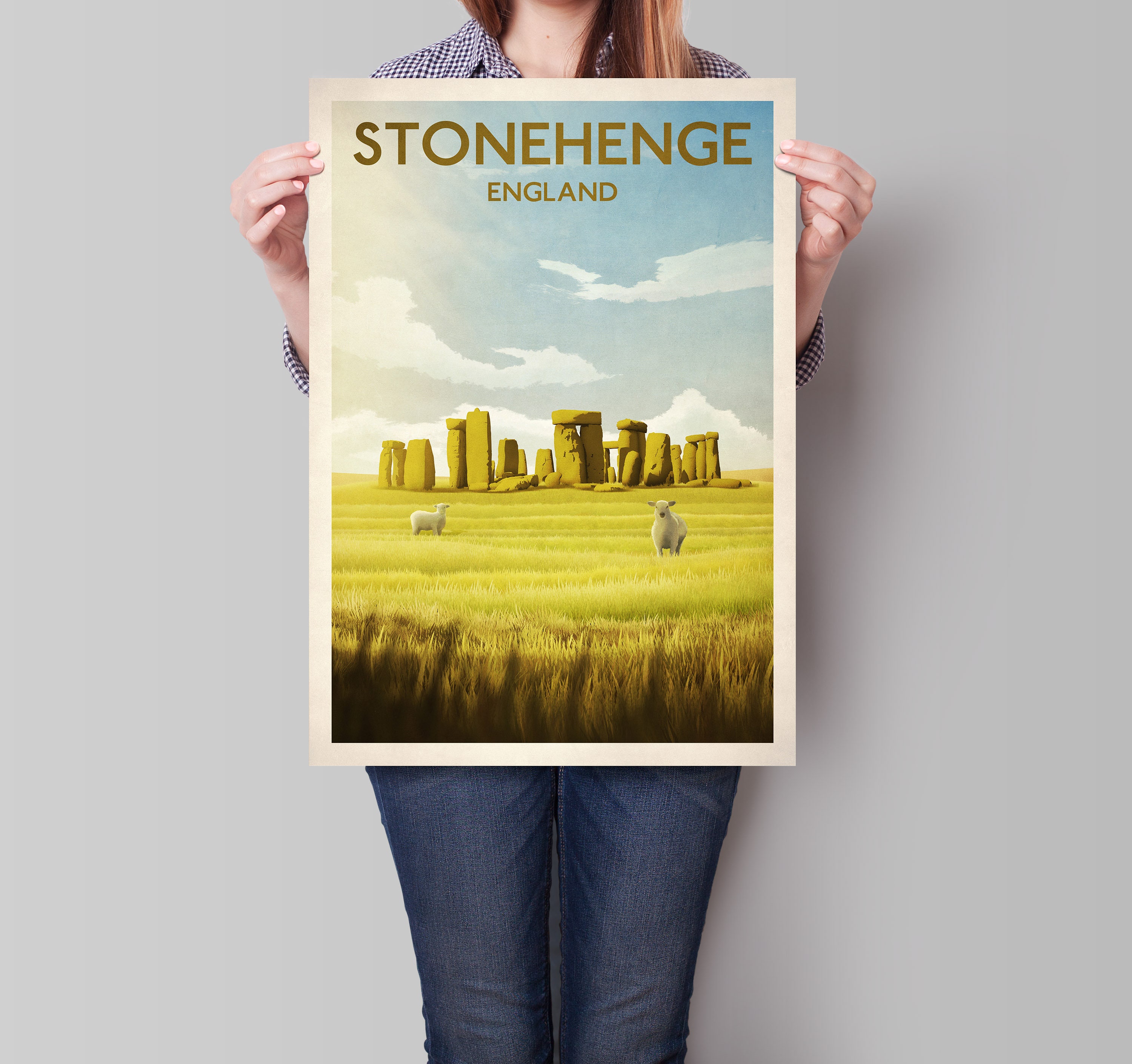 Stonehenge Travel Poster English Monument Vintage Retro Etsy UK