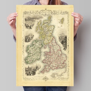 De Britse eilanden met inzetkaart van de Shetlandeilanden | Vintage Poster Wall Art Print | Antieke kaarten | Oud-Brittannië | Vintage Kaarten
