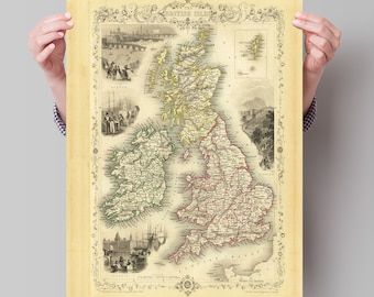 The British Isles With Inset Map of the Shetland Islands | Vintage