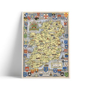 Historische Karte von Irland, Vintage Landkarte, irische Karte, 1969, Bullock Irland Karte, Dublin, Cork