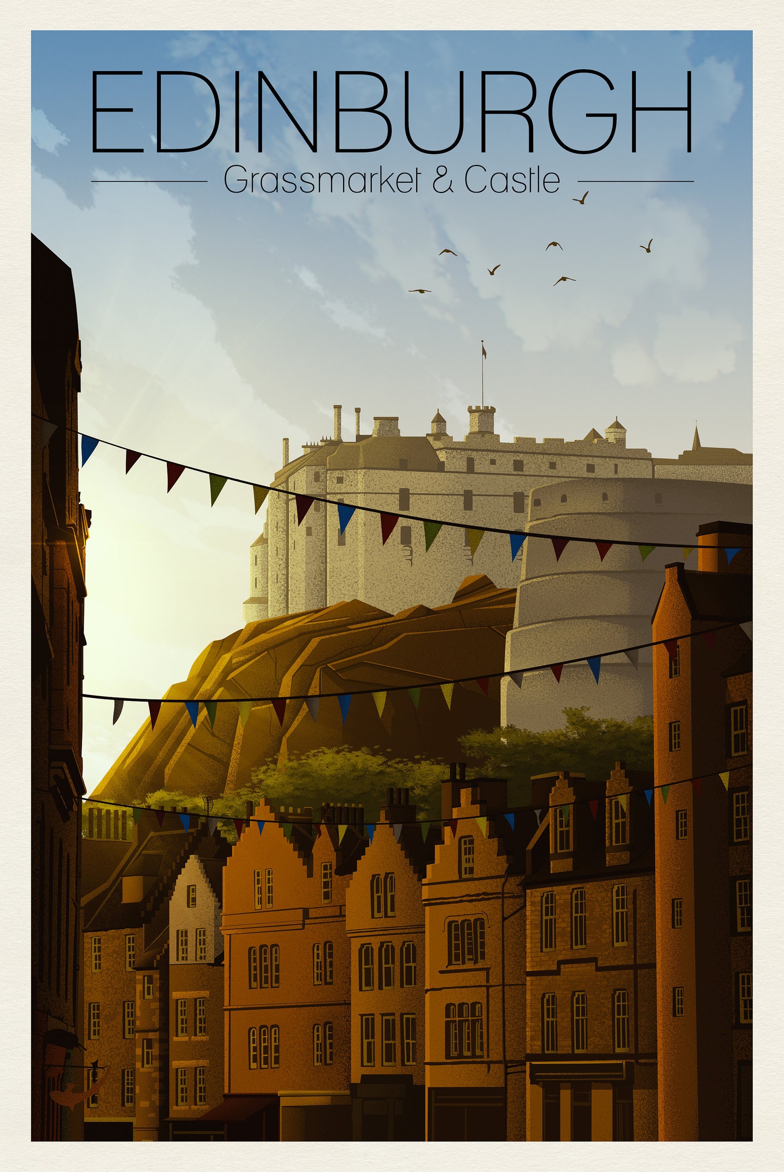 Edinburgh Grassmarket & Castle Travel Poster Etsy UK