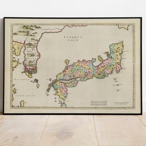 Old Japan Map | Iaponia Regnvm |  Old Antique Map of Japan |1665 |Old Map Wall Print| Poster Wall Art|Japanese Map|Blaeu
