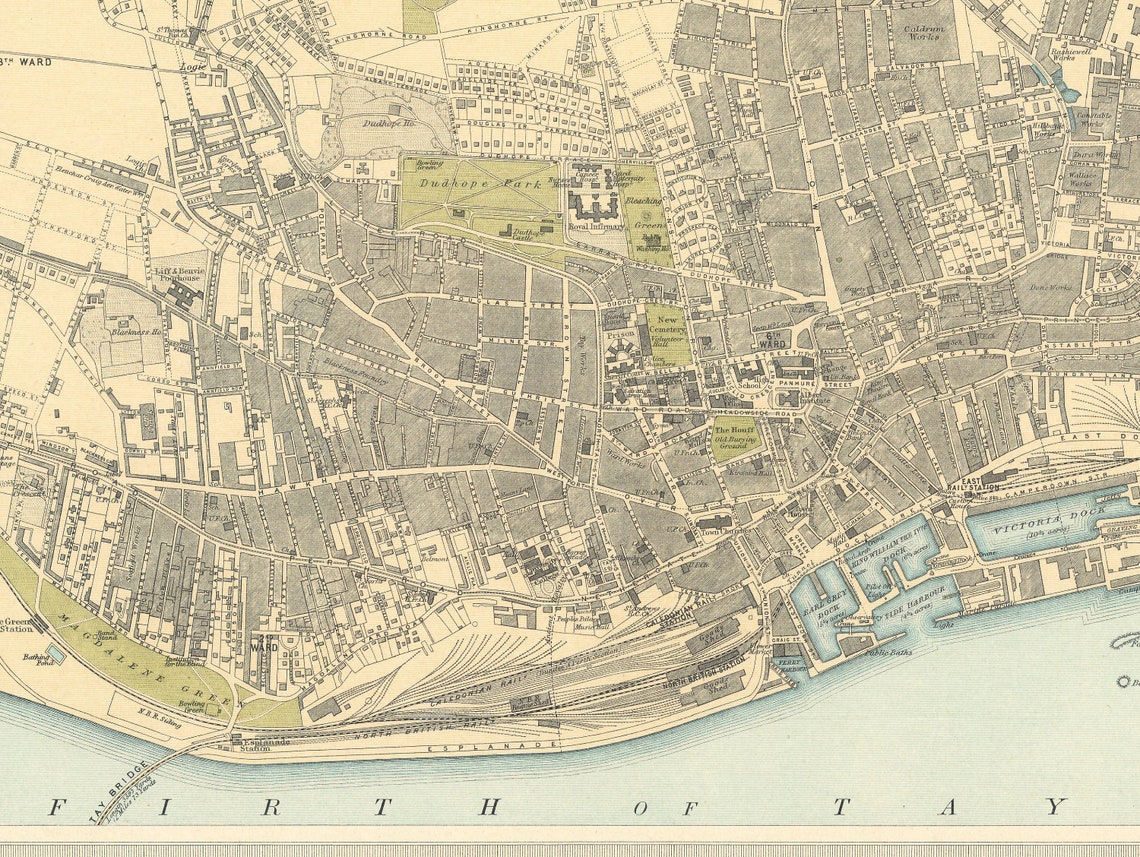 Old Dundee Map Plan of Dundee Scotland 1912 Scottish Etsy