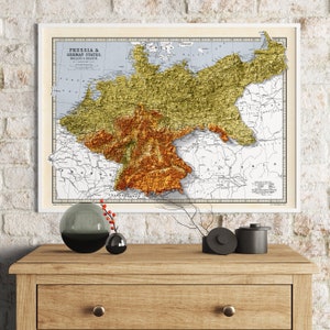 Mapa de Prusia y los estados alemanes, Holanda y Bélgica Impresión topográfica del mapa de Bartolomé Impresión 2D Giclée Retro imagen 7