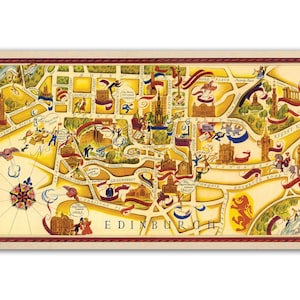 vintage Édimbourg, Édimbourg Carte avec de belles illustrations