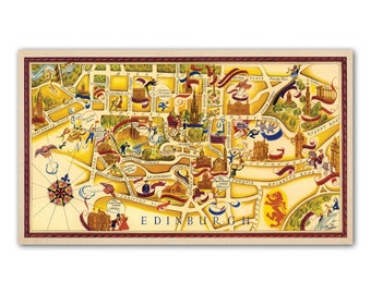 Vintage Edinburgh,  Edinburgh Map with beautiful illustrations