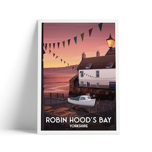 Robin Hoods Bay Reise Poster | UK Reise Poster | Englische Landschaft | Wandkunst | Wohnkultur Kunstwerk | Hochzeitsgeschenk | Geburtstagsgeschenk