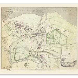 Carte Musselburgh | Le nouveau plan de Hay pour Musselburgh et ses environs | 1824 | Impression d'art mural d'Édimbourg | Cartes antiques | Ecosse ancienne