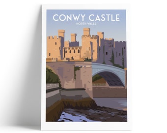 Impressão do Castelo de Conwy - Arte do Norte de Gales - Cartaz de viagem