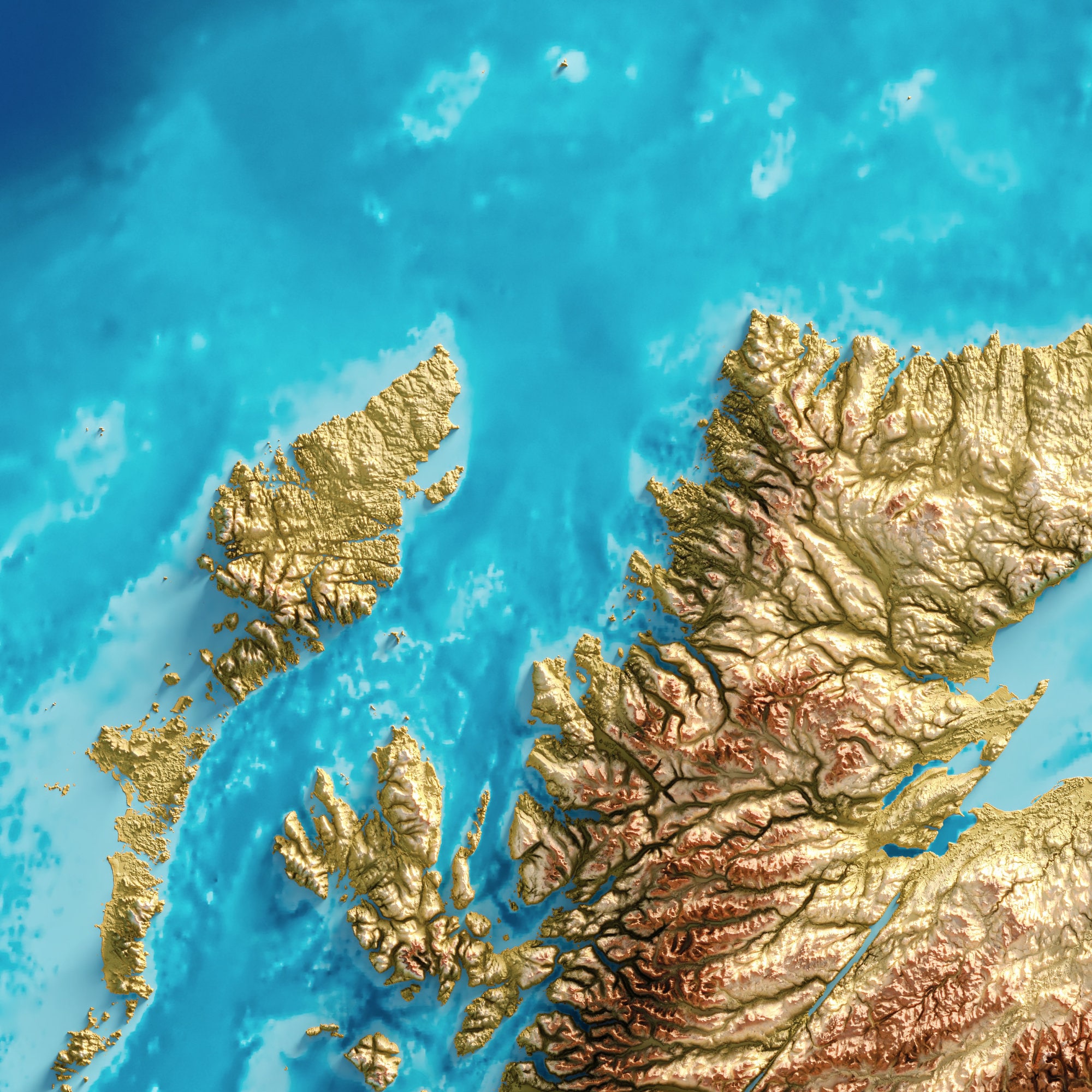 Map of Scotland - Topographic Map Print - Scottish Wall Art - Etsy