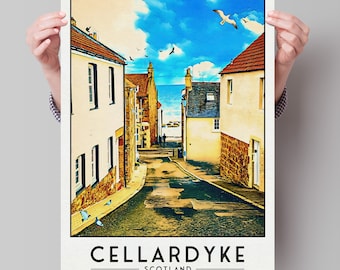 Cellardyke Print, Fife Travel Poster, Fife East Neuk Wall Art, Scottish Gift