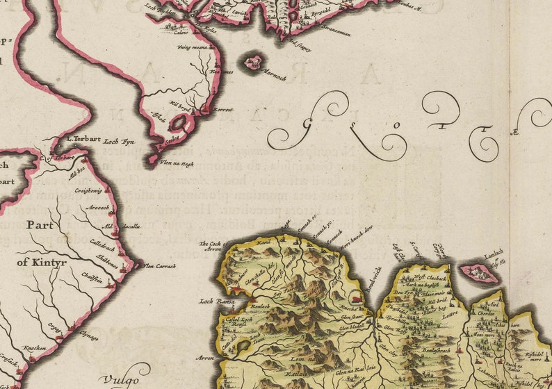 Arran Map Old Antique Map of Isle of Arran 1665 Old Map Etsy
