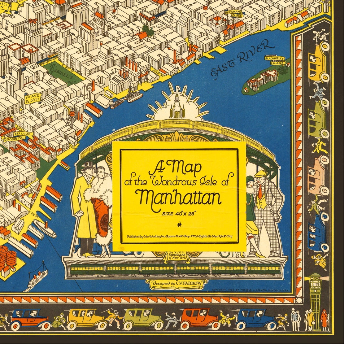 Manhattan Map A Map of the Wondrous Isle of Manhattan Old - Etsy