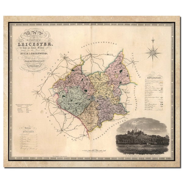 Leicester Map | Vintage Antique | 1830 | Old Map Wall Print| Poster Wall Art|Wall Art