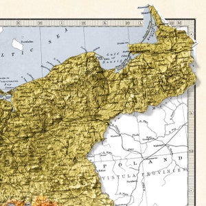 Mapa de Prusia y los estados alemanes, Holanda y Bélgica Impresión topográfica del mapa de Bartolomé Impresión 2D Giclée Retro imagen 3