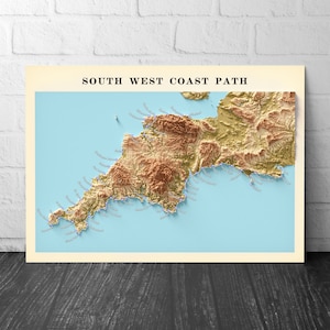 South West Coast Path Druck | Cornwall - Devon - Dorset - Somerset Druck - Gehweg