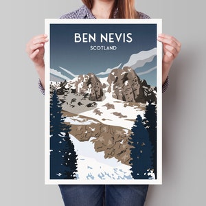 Ben Nevis Print - Lochaber - Fort William - National Park Poster - Hillwalking, Mountains, West Highland Way, Scotland,Three Peaks Challenge