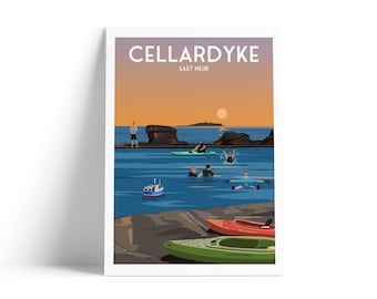 Cellardyke Tidal Pool – East Neuk Travel Poster | A4–A1 | Coastal Wall Art