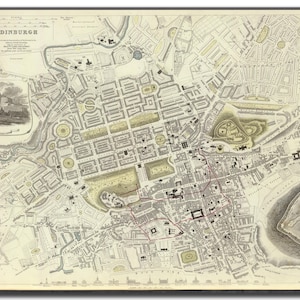 Carte d’Édimbourg| Carte antique de l’Écosse| Plan de la ville d’Édimbourg| Anciennes cartes| Plan de la ville d’Édimbourg| Décor mural de la vieille carte| Carte d’Édimbourg| Carte murale