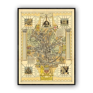 Mapa de Bath - Mapa pictórico da cidade histórica de Bath - Mapa ilustrado de Bath - arte de impressão de ilustração - Arte do mapa de Bath UK - presente de aniversário