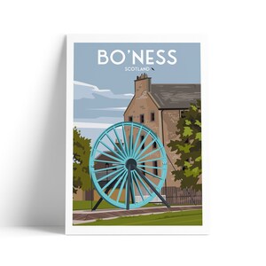 Bo&#39;Ness Print, Mining Memorial, Scotland Travel Poster, Borrowstounness