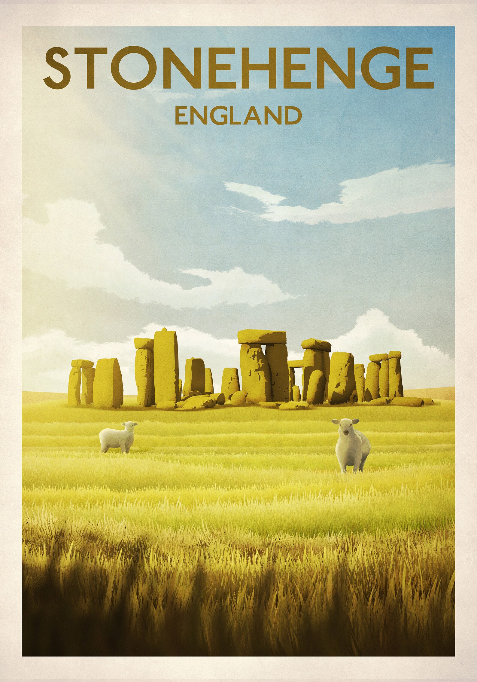 Stonehenge Travel Poster English Monument Vintage Retro Etsy UK