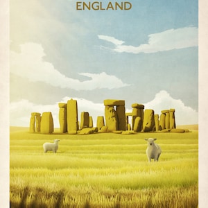Stonehenge Reiseplakat, englisches Monument, Vintage Retro Stonehenge Plakat