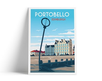 Portobello Poster -  Edinburgh Print - Porty Beach -Scottish Art