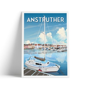 Anstruther Harbour Travel Poster - East Neuk, Fife