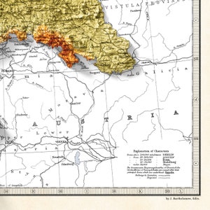 Mapa de Prusia y los estados alemanes, Holanda y Bélgica Impresión topográfica del mapa de Bartolomé Impresión 2D Giclée Retro imagen 4