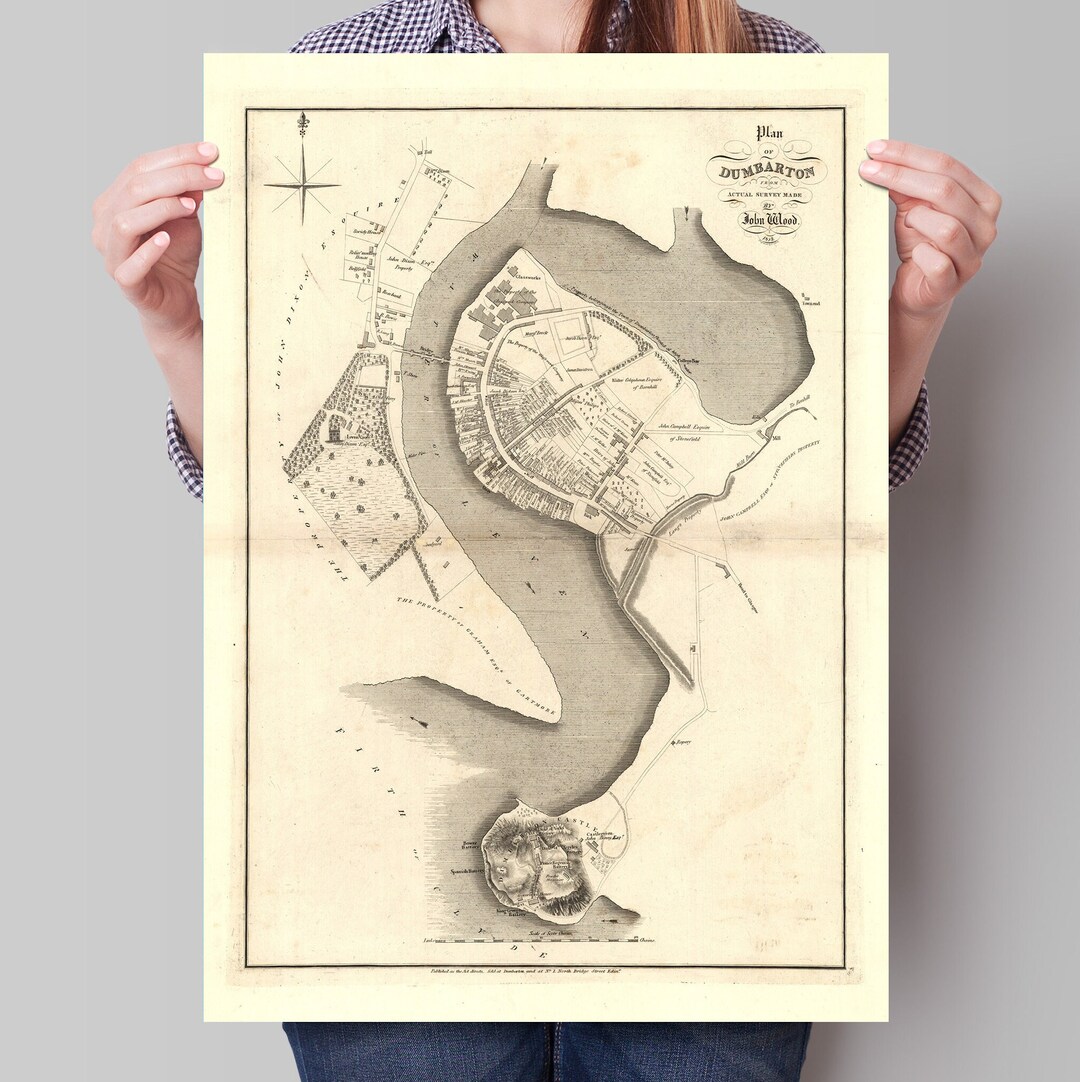 old-map-of-dumbarton-ancient-map-print-historic-dumbarton-map-etsy