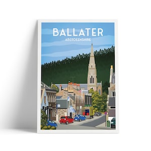 Ballater Print - Aberdeenshire Travel Poster - Scotland