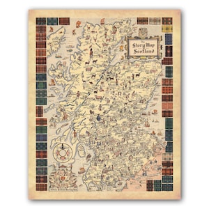 Story Map of Scotland vintage map Reproduction | Impression d'art mural poster vintage | Cartes anciennes | Grande-Bretagne antique | Cartes anciennes