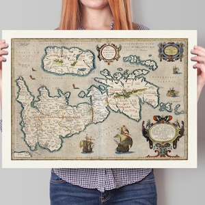 Old Map of Great Britain - Britannicarum Insularum Typus - Vintage Map of the United Kingdom - British Isles - 1619 - Bertius, Petrus