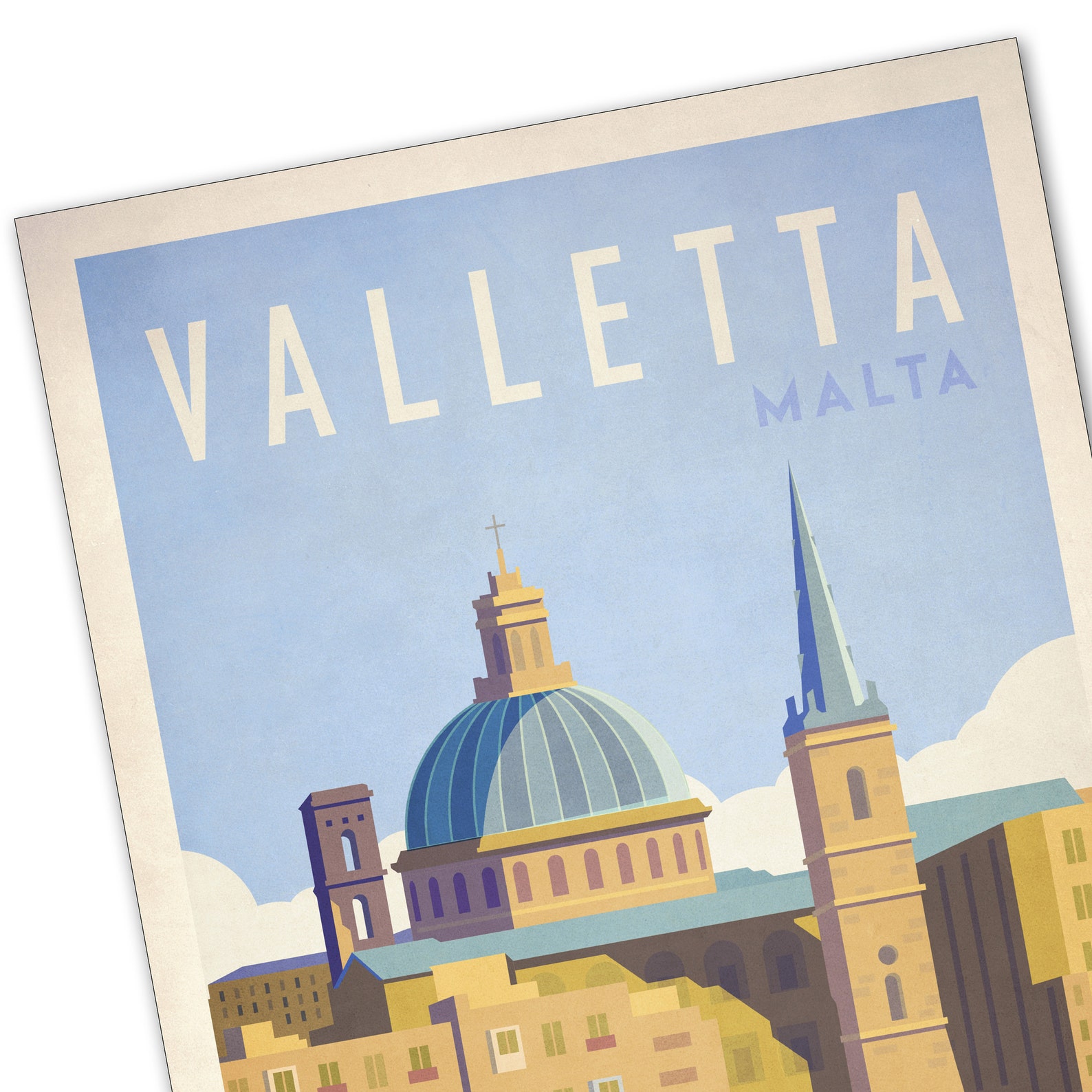 Valletta Malta Travel Poster Vintage looking Malta Etsy