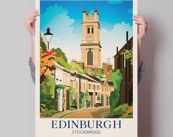 Edinburgh Travel Poster, Circus Lane, Stockbridge, Scotland, Edinburgh Wall Art