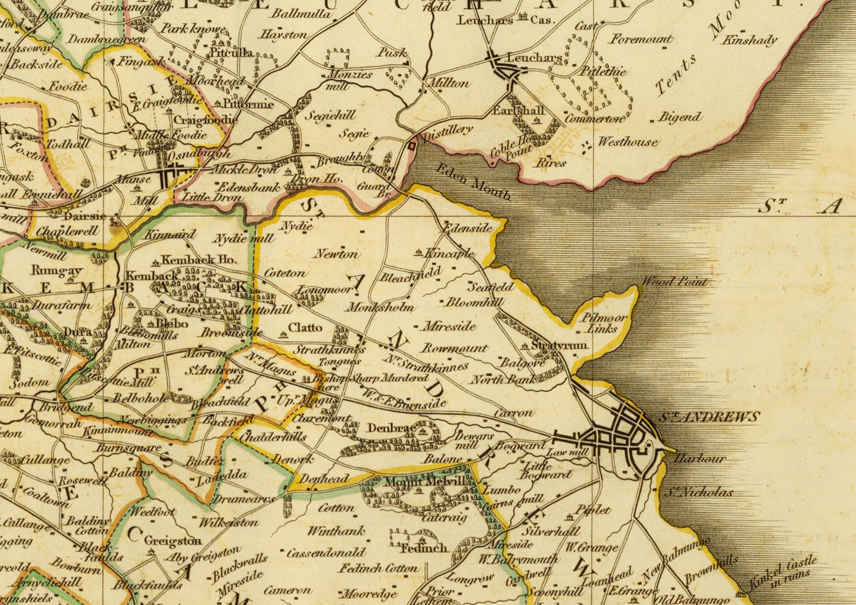 Map of Fife Scotland 1831 Old Replica Poster Print Scottish Etsy UK