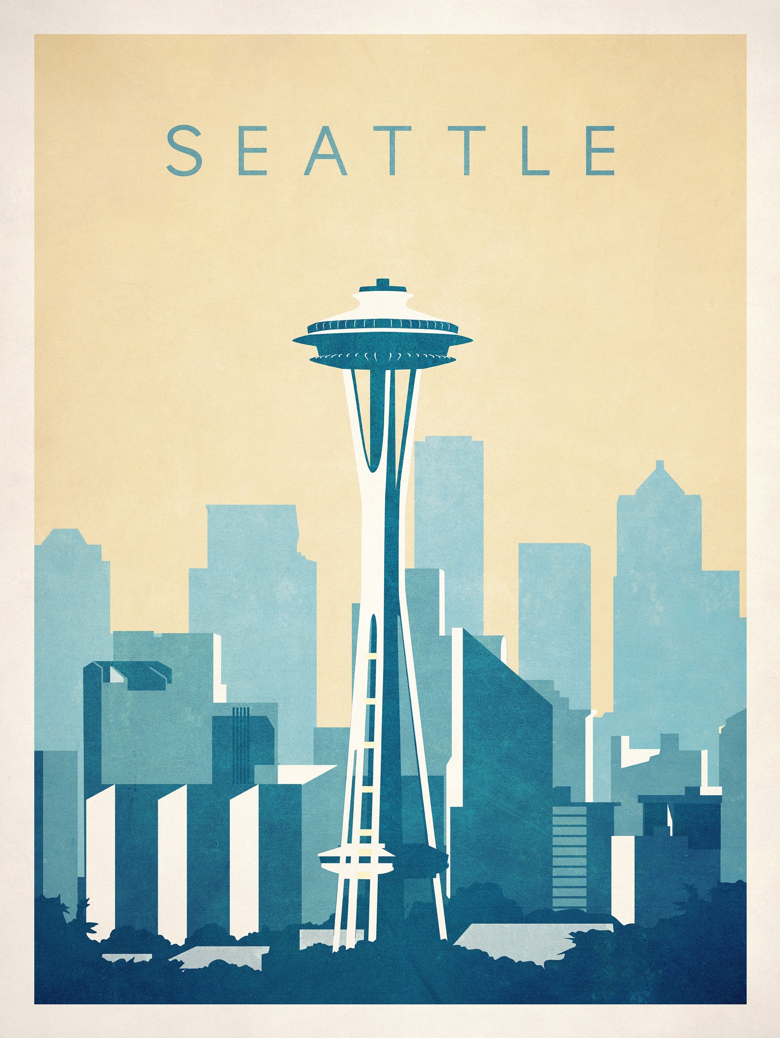 Seattle Travel Poster Print Seattle Space Needle Travel Wall Etsy UK
