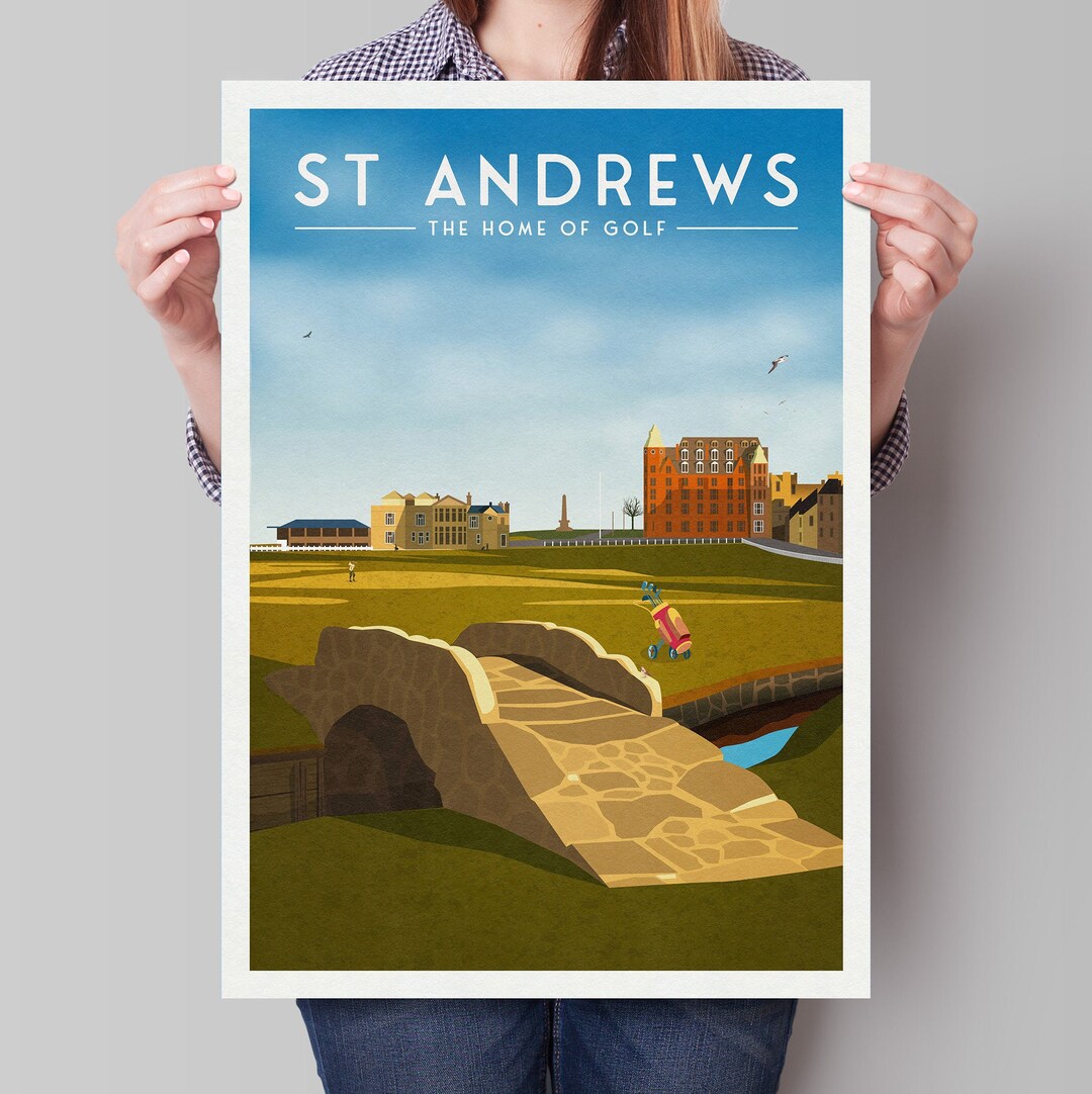 St Andrews Golf Print, 18th Hole, Swilcan Bridge, Home of Golf, the Old ...