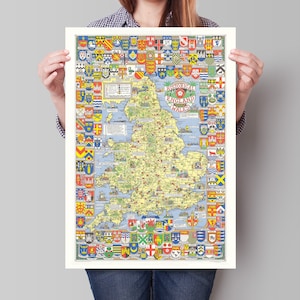 Historische Karte von England und Wales - Vintage Karten-Reproduktion