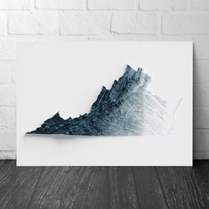 Virginia Kunst Reliefkarte - 2D Druck - USA Geologie - 2D Shaded Relief Map - Vereinigte Staaten von Amerika