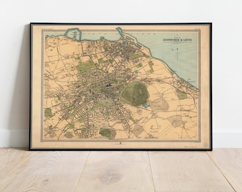 Old Map of Edinburgh in 1912 by J Bartholomew - Leith, Murrayfield, Portobello, Holyrood