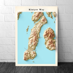 The Kintyre Way Walking Trail - topografische kaart - Schotland poster print - Tarbert - Claonaig - Clachan - Machrihanish