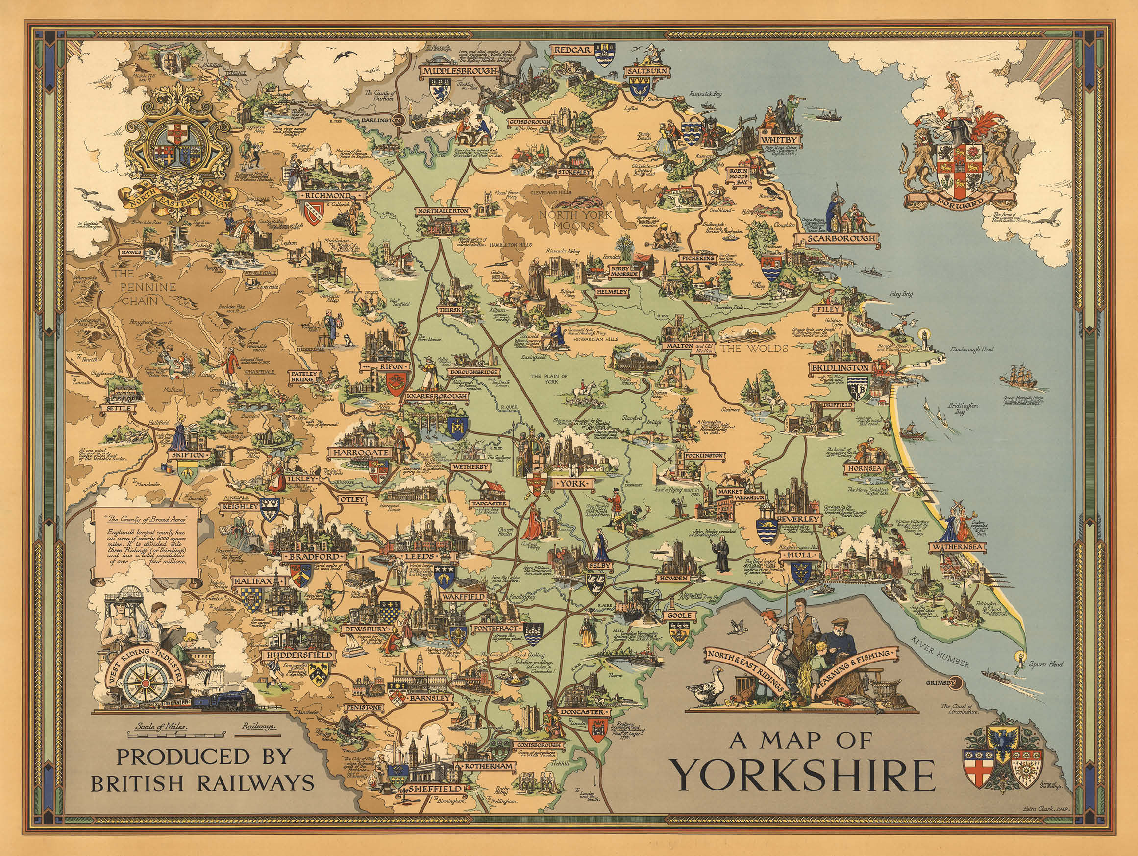 Old Map of Yorkshire Vintage England British Map Etsy UK