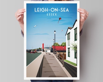 Leigh-on-Sea Print - Essex Travel Poster - Art print A3, A2, A1