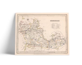 Berkshire Antique Map Print – Vintage County Map of Berkshire England – Historical English Map Wall Art