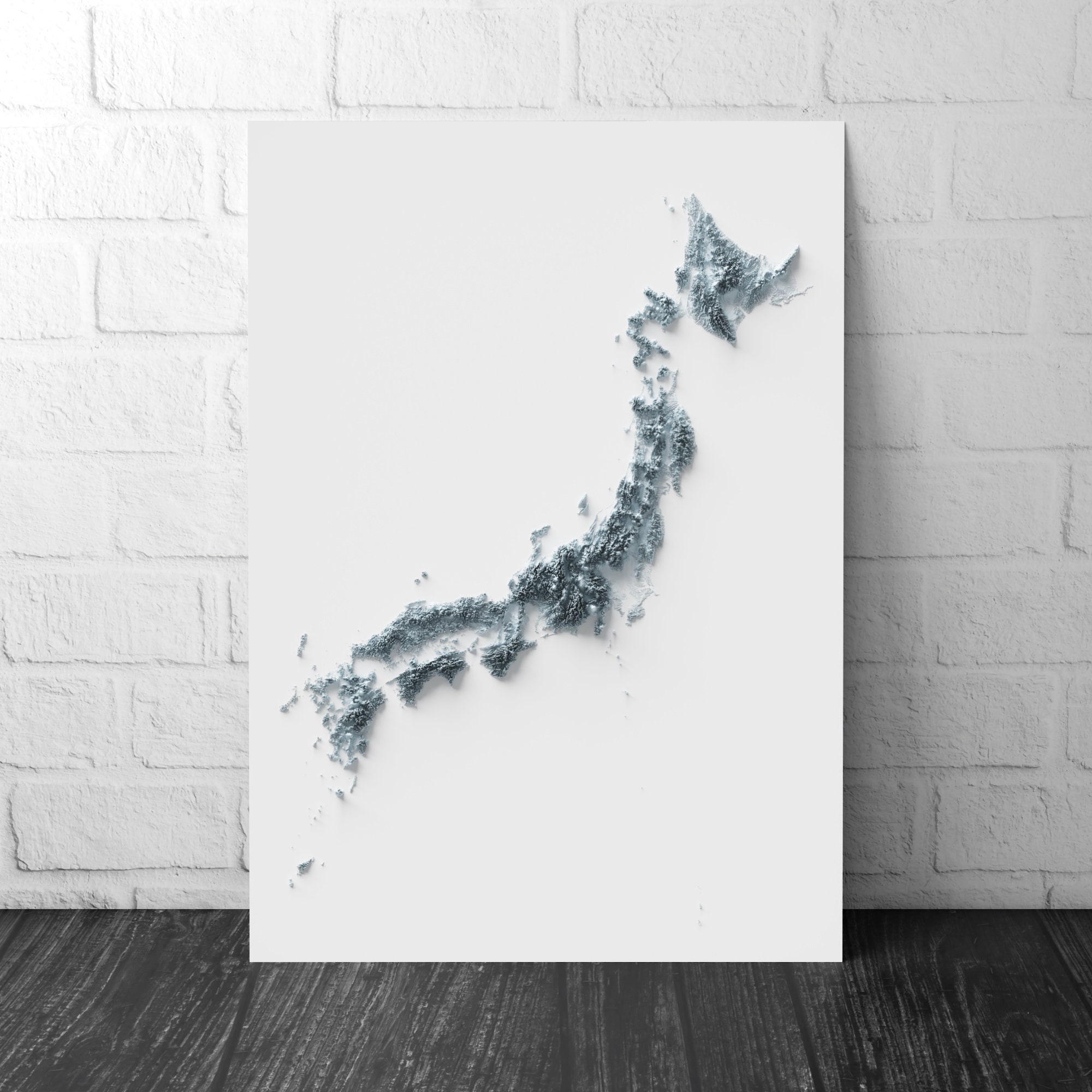 Japan Art Shaded Relief Map - 2D Print - Geology - Hokkaido - Chubu ...