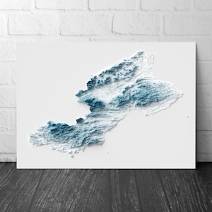 Fife Kunst Reliefkarte - 2D Druck - Schottland Geologie Poster - 2D Schattierte Reliefkarte