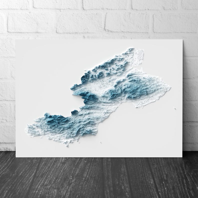Fife Art Relief Map - 2D Print - Scotland Geology Poster - 2D Shaded ...