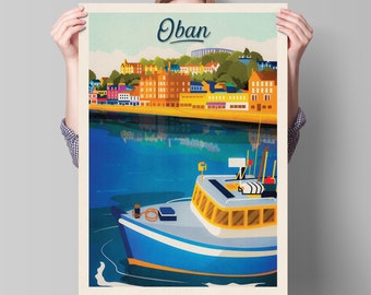 Oban Travel Poster - Oban Harbour - Argyll and Bute - Scotland Art Print